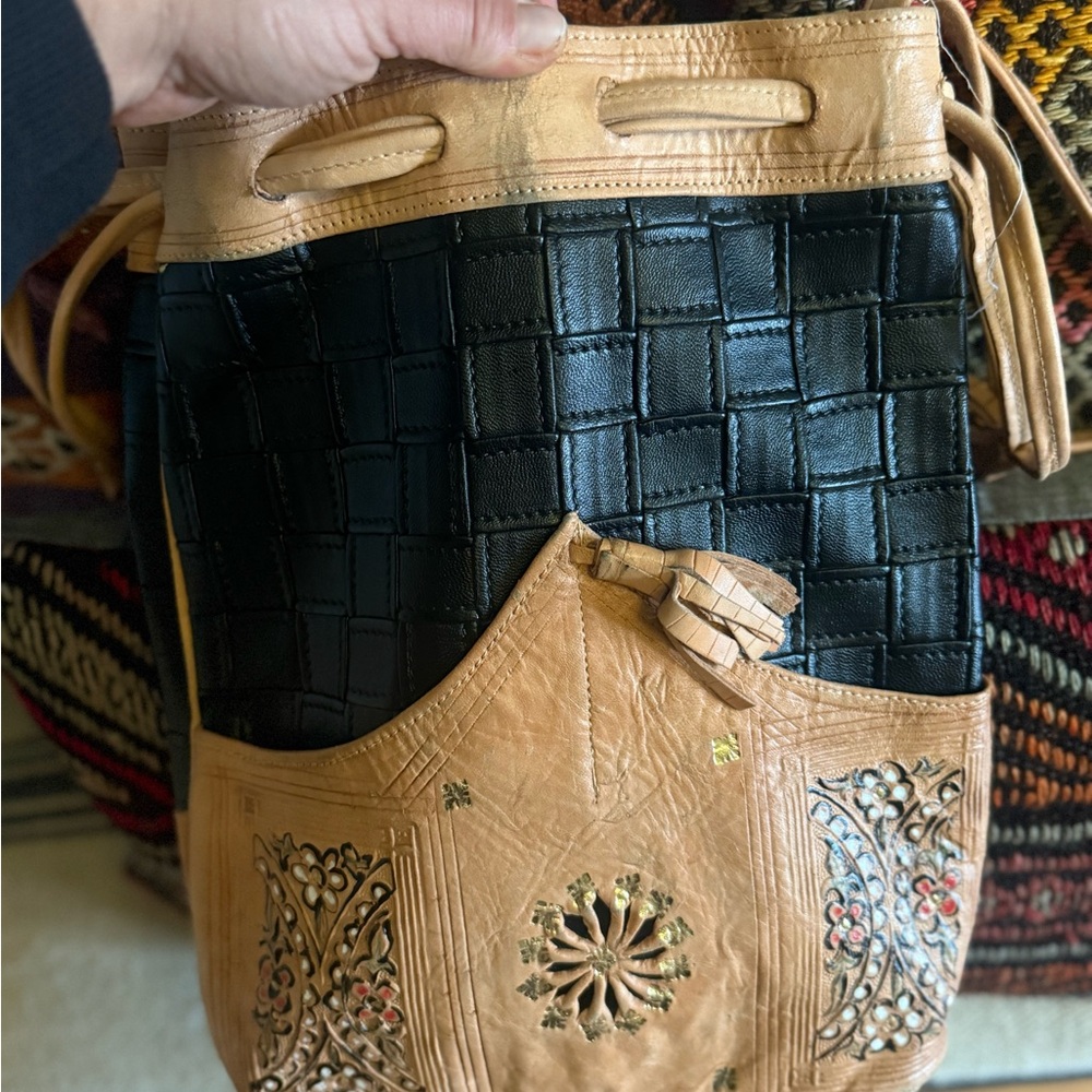Amazing Moroccan Leather Bucket Bag